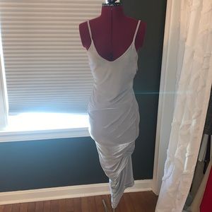 Missguided Silver Slinky Bodycon Maxi Dress